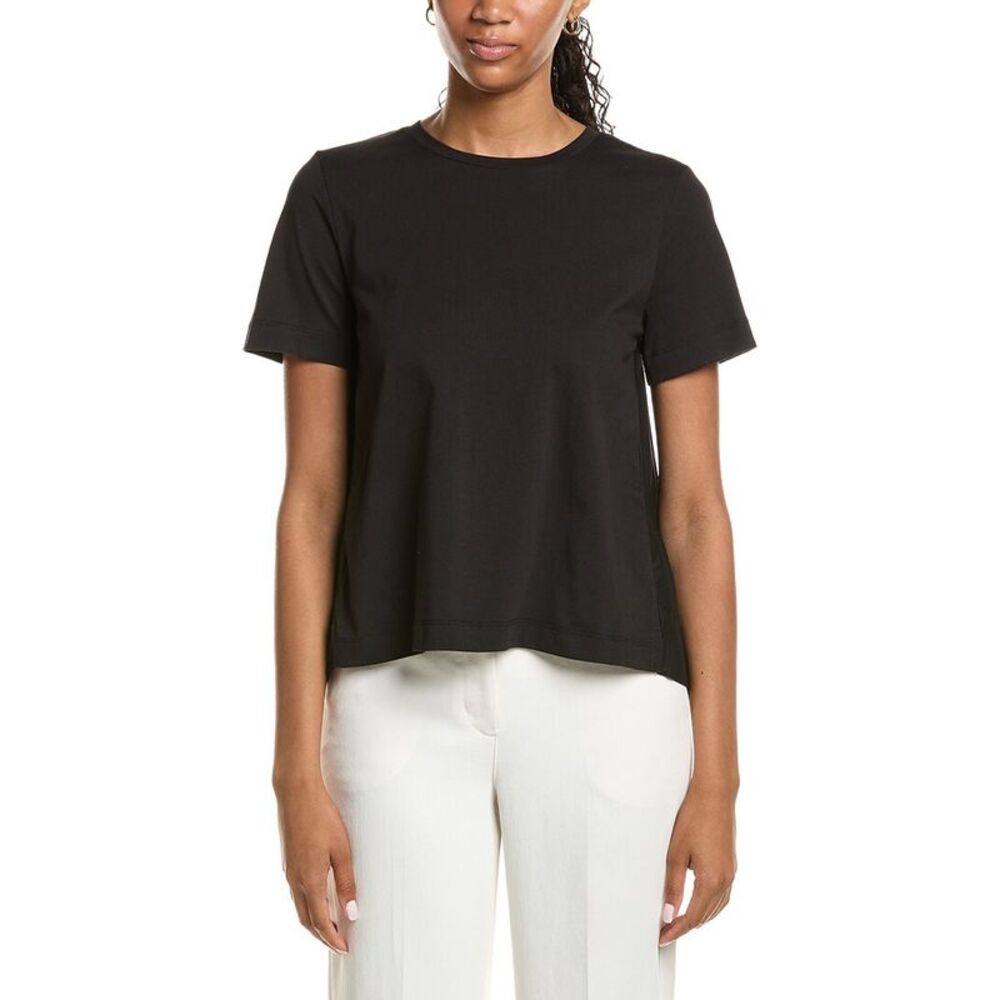 Kenneth Cole Womens  High-Low Pleated Back T-Shirt, Black